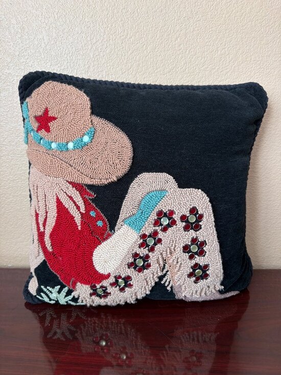 Judi Boisson Other - 2003 Judi Boisson Cowgirl Hand-Hooked Throw Pillow American Home 16 x 16